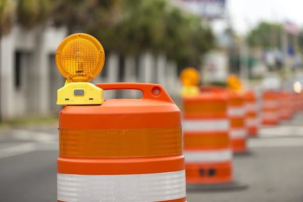 construction cones on road