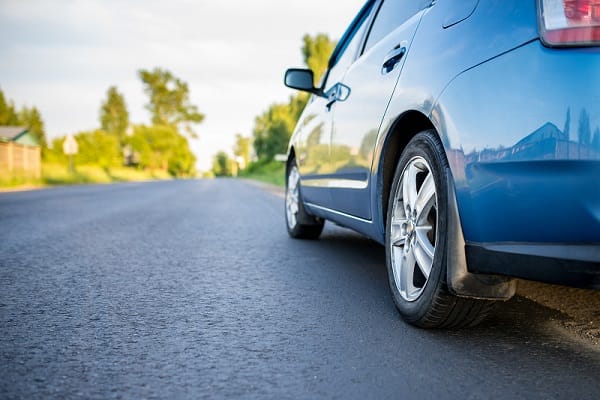 Side profile of a blue car