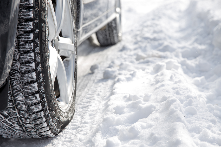 Car tires in snow