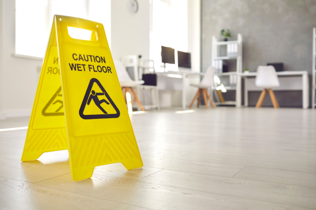 Wet Floor sign on a smooth floor
