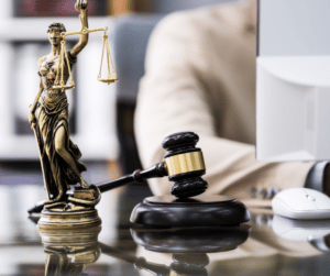 a gavel on a lawyers desk
