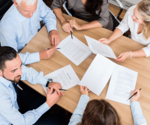 a group of attorneys having a meeting