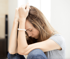 a woman in distress