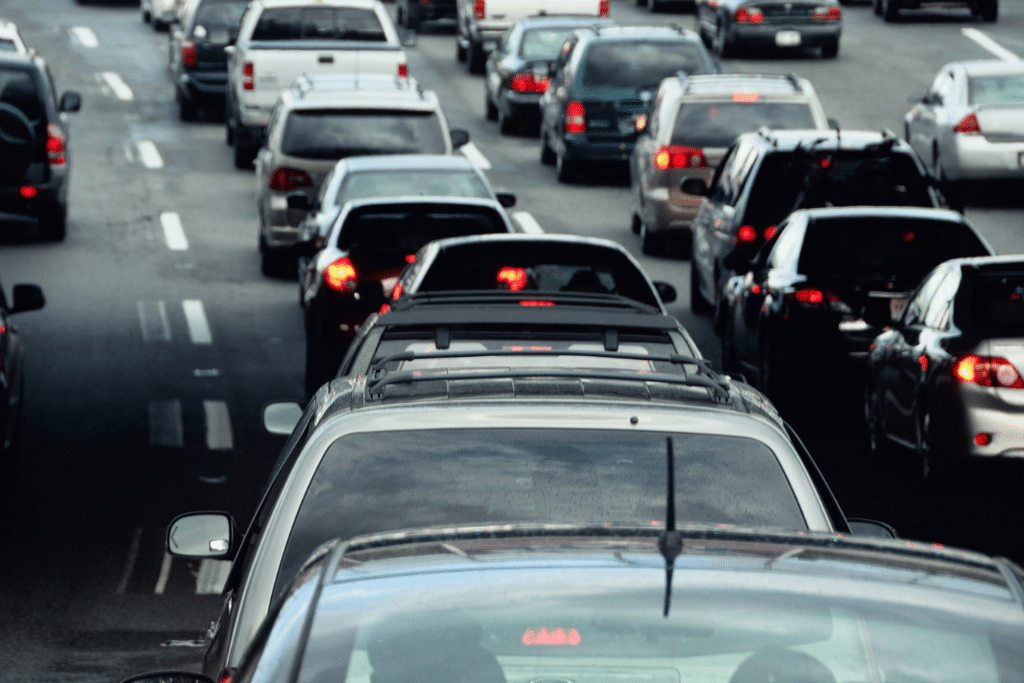 cars driving on a busy highway